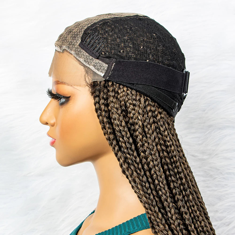 Goddess Box Braids Lace Front Wig | Transparent Full Lace Synthetic Braided Wig Luxegan
