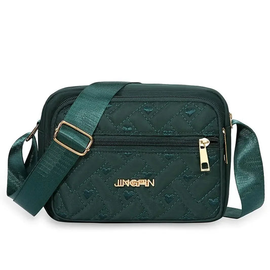 New Fashion Embroidery Shoulder Bag | Sophisticated Canvas Zipper Handbag | Elegant Square Crossbody Purse | "Dignified" Lightweight Tote for Versatile Daily Styling