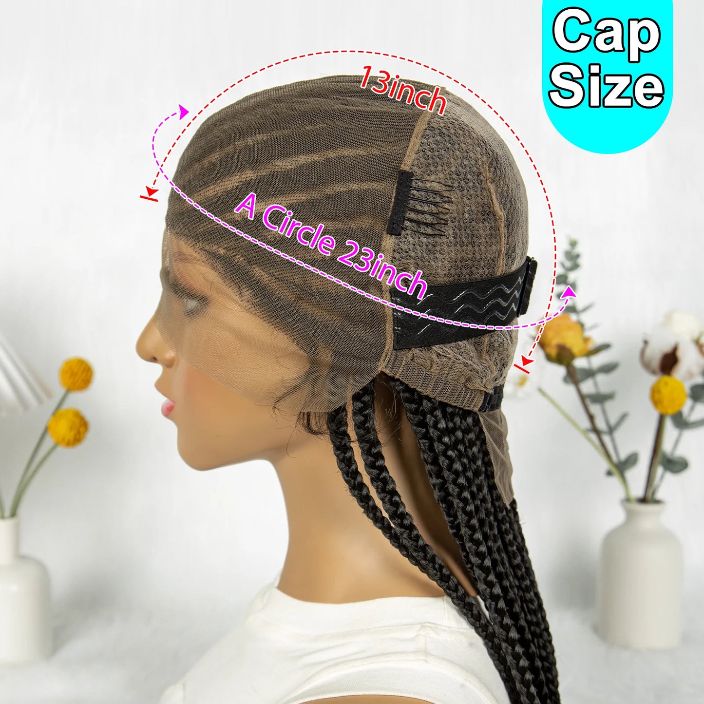 Fulani Stitch Cornrow Box Braids Wig | Transparent Full Lace | Baby Hair | Black Women Luxegan
