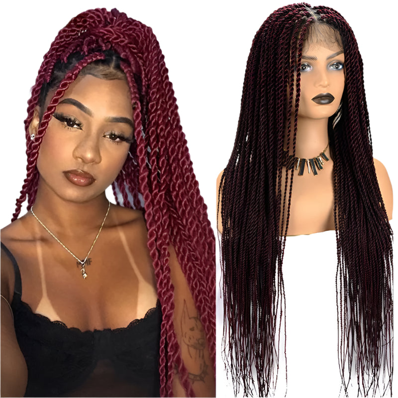 Senegalese Twist & Box Braids Wig | Lace Front | Pre-Plucked | Kanekalon Hair | Black Women
