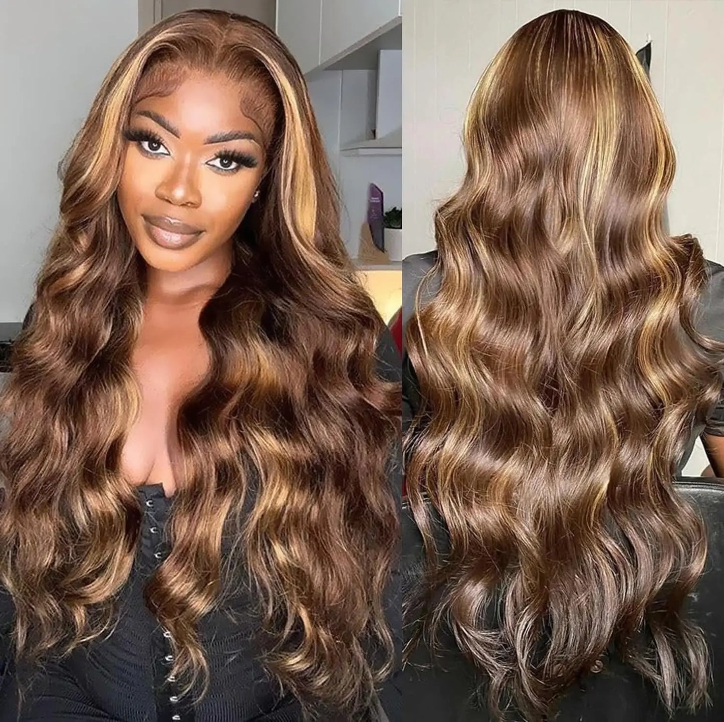 Highlight Ombre 4/27 Lace Front Wig | Honey Blonde Body Wave | Pre-Plucked Baby Hair | HD Lace | 200% Density