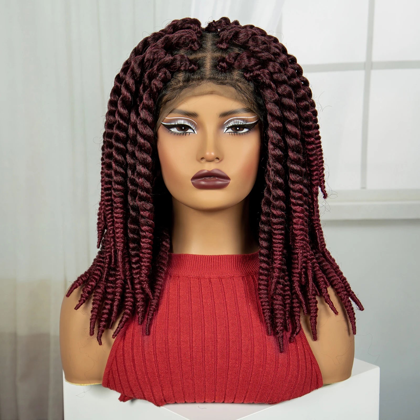 16" Twist Knotless Braids Wig | HD Full Lace | Baby Hair | Natural Look Luxegan