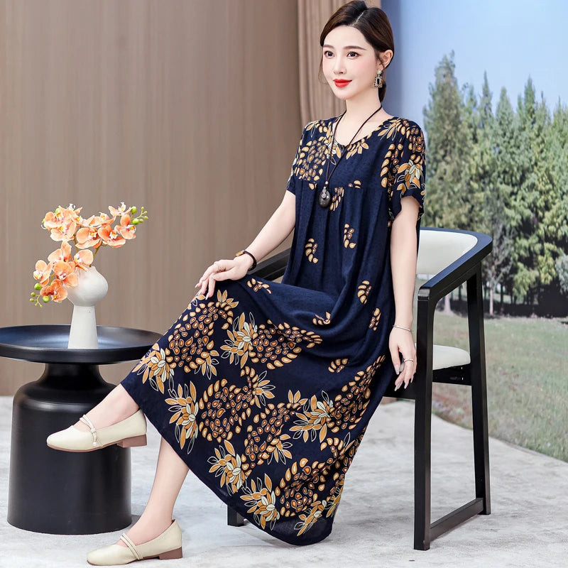 New 2025 Women Dress Female Casual short Sleeve cotton Dresses loose solid Vintage Sweet Clothing Vestidos vestido verano