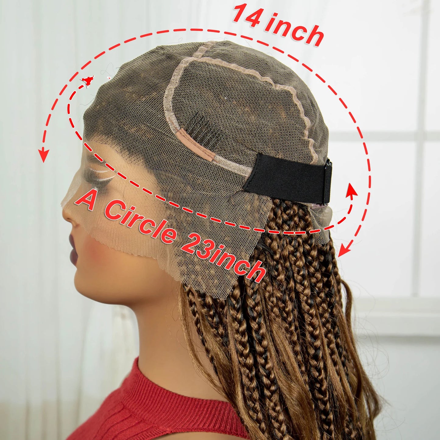 34" Boho Knotless Box Braids Wig | HD Full Lace | Ombre Braided Wig | Baby Hair | Synthetic Hair | Black Women