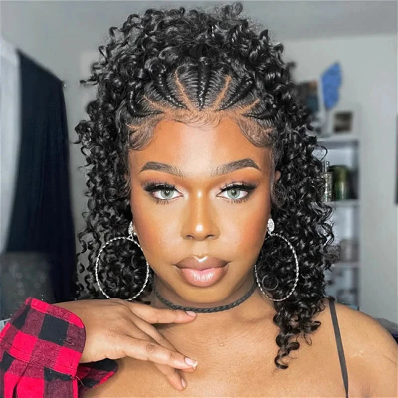 Kinky Curly Braided Bun Wig | 13x4 Lace Front | Human Hair | Remy | 210 Density Luxegan