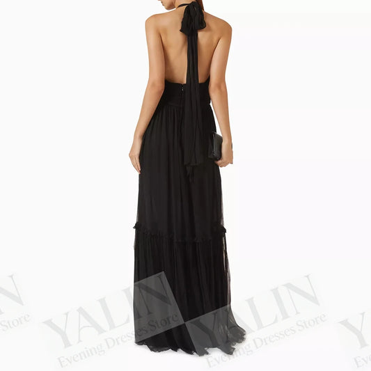Sequined Ruched A-Line Prom Gown | V-Neck Sleeveless Floor-Length Evening Dress - view 2