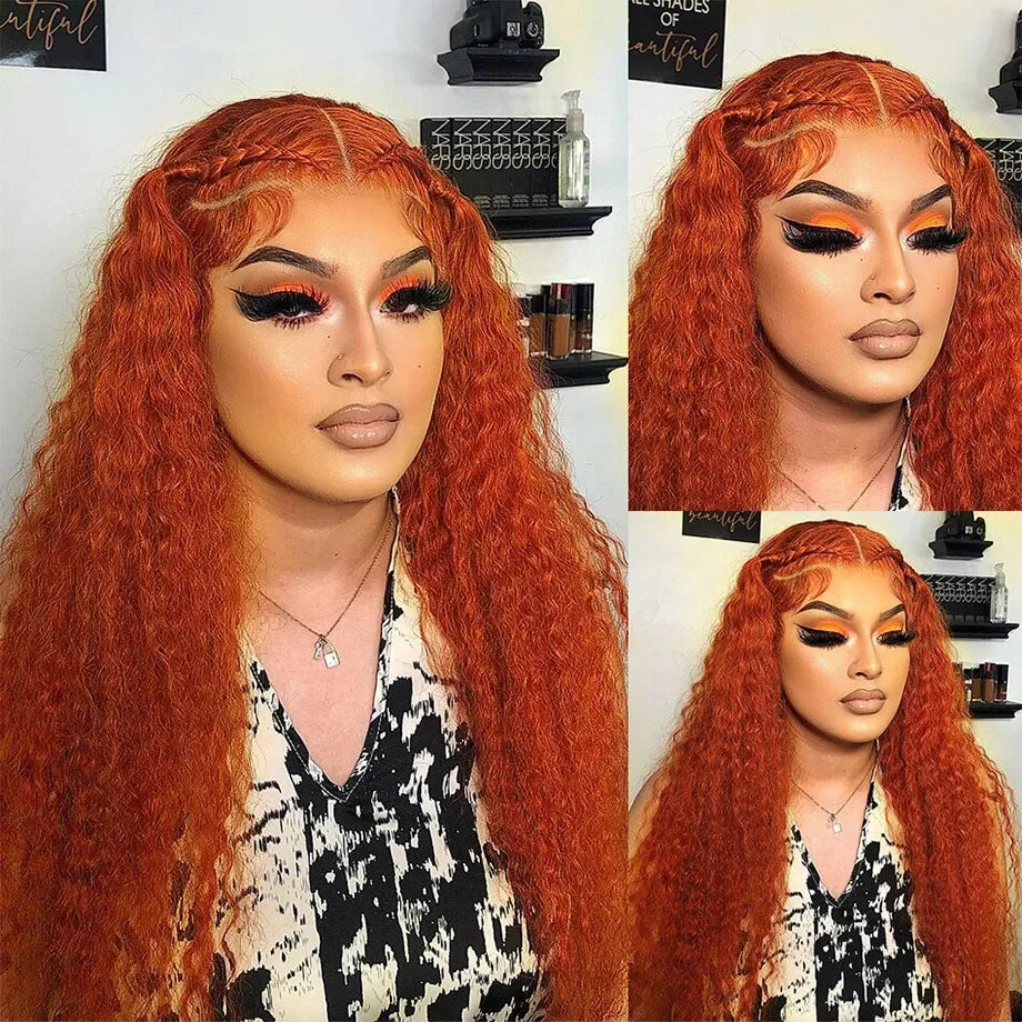 30-Inch Ginger Deep Wave Human Hair Wig | 13x6 HD Lace Frontal Pre-Plucked Luxegan