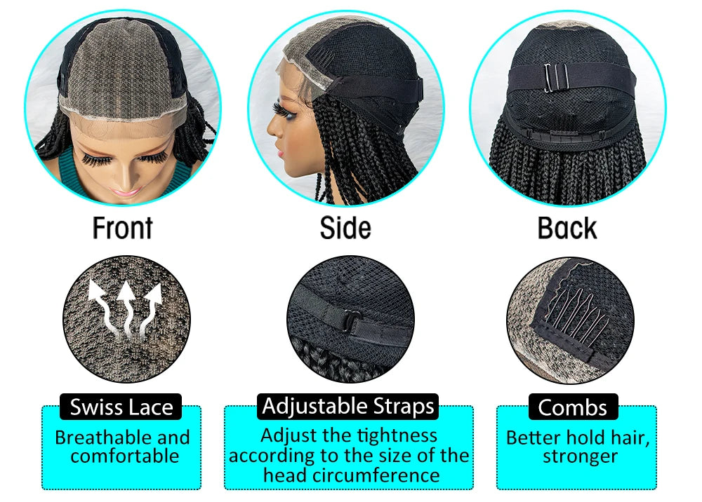 Lightweight Curly End Box Braids Wig | Lace Front Cornrows Luxegan