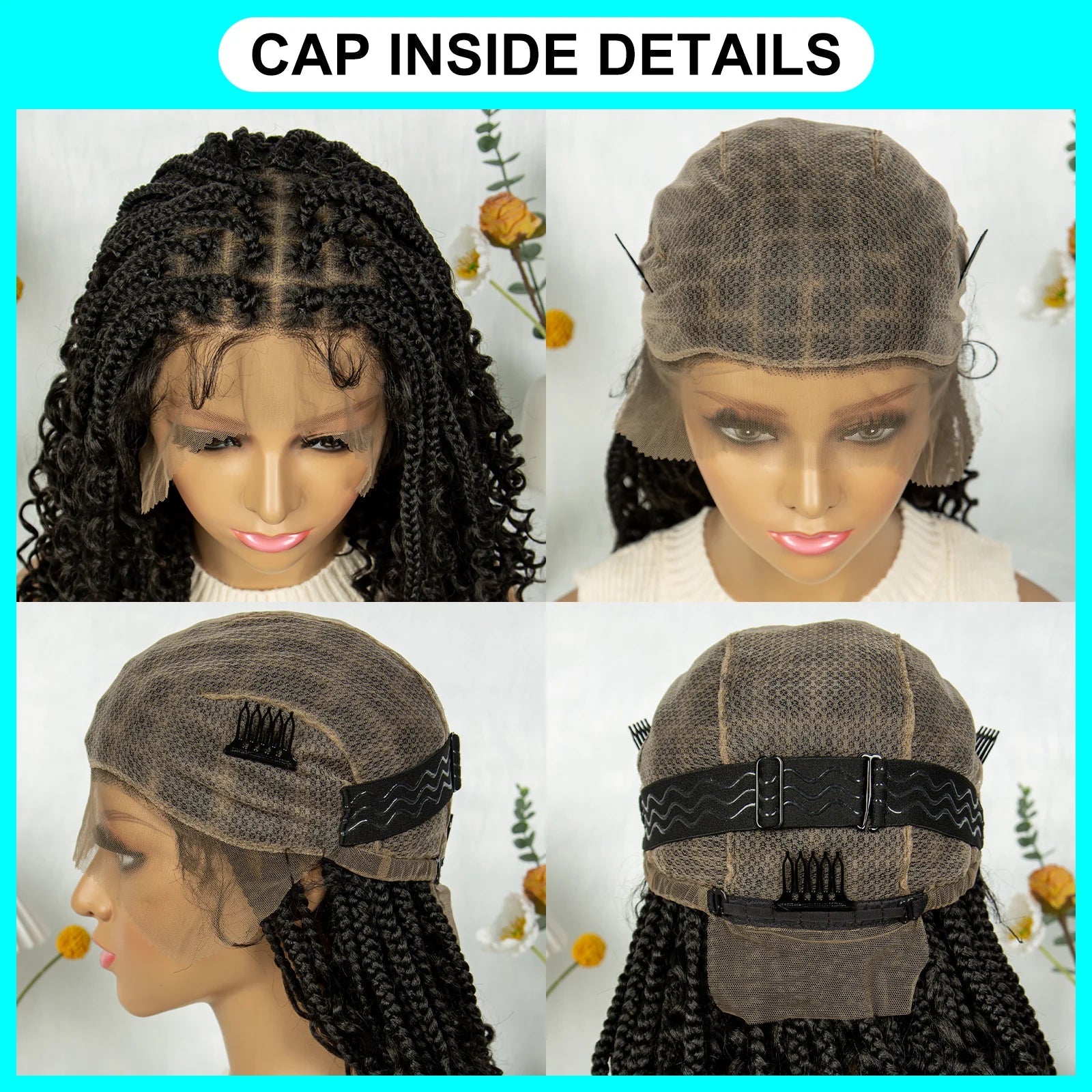 Short Bohemian Box Braids Wig | Full Lace | Curly Ends | Baby Hair | Synthetic Boho Wig Luxegan