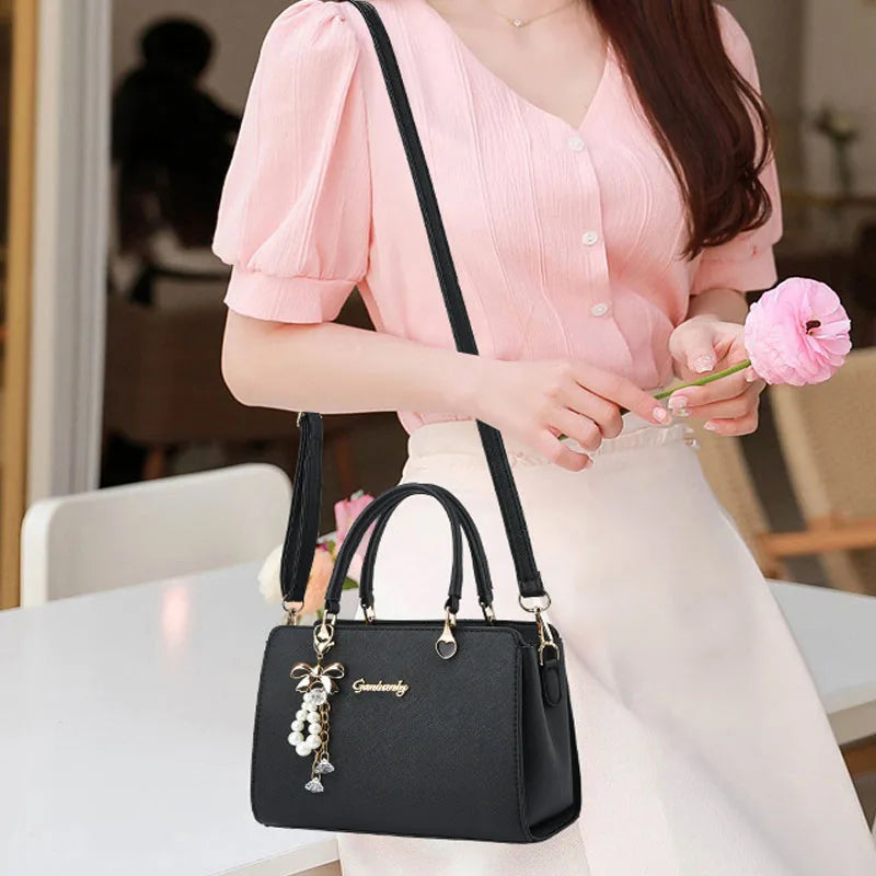 New Women’s Fashion Shoulder Bag | Portable PU Leather Bucket Handbag | Ladies' Messenger Crossbody Bag with Flap Pocket | Soft Square Designer Tote with Multi-Pocket Interior Luxegan