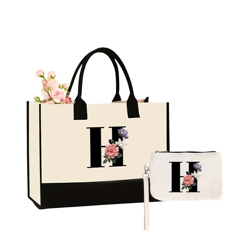 Pattern Printed Canvas Shoulder Bag | Large Capacity Combination Handbag & Storage Bag | Foldable, Reusable, & Eco-Friendly Unisex Casual Tote Luxegan