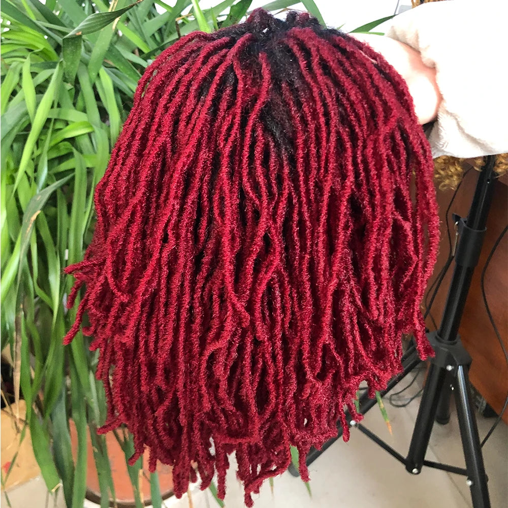 YUNRONG Dreadlock Wig For Black Women 16 inch High Temperature Fiber Dreadlock Ombre Burg Crochet Twist Hair Luxegan