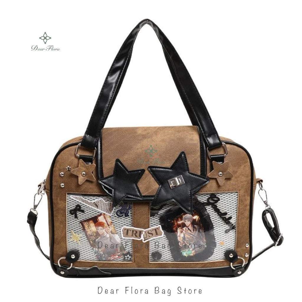 Y2K Trendy Star Ita Bag | Lolita Girl Transparent Display Crossbody | Fashionable DIY Star-Shaped Satchel | Cute Women's Shoulder Bag & Anime Purse (Model 210) Luxegan