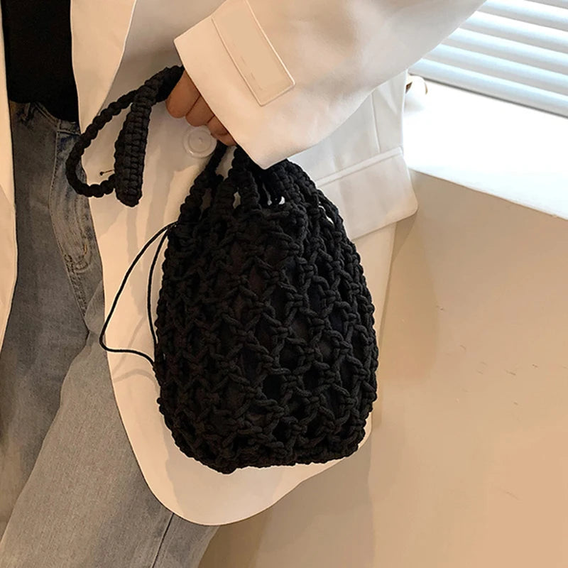 Small Design Straw Woven Bag Women New Summer High Grade Handbag | Water Bucket Bag Hot Selling Westernized Beach Crossbody Bag Luxegan