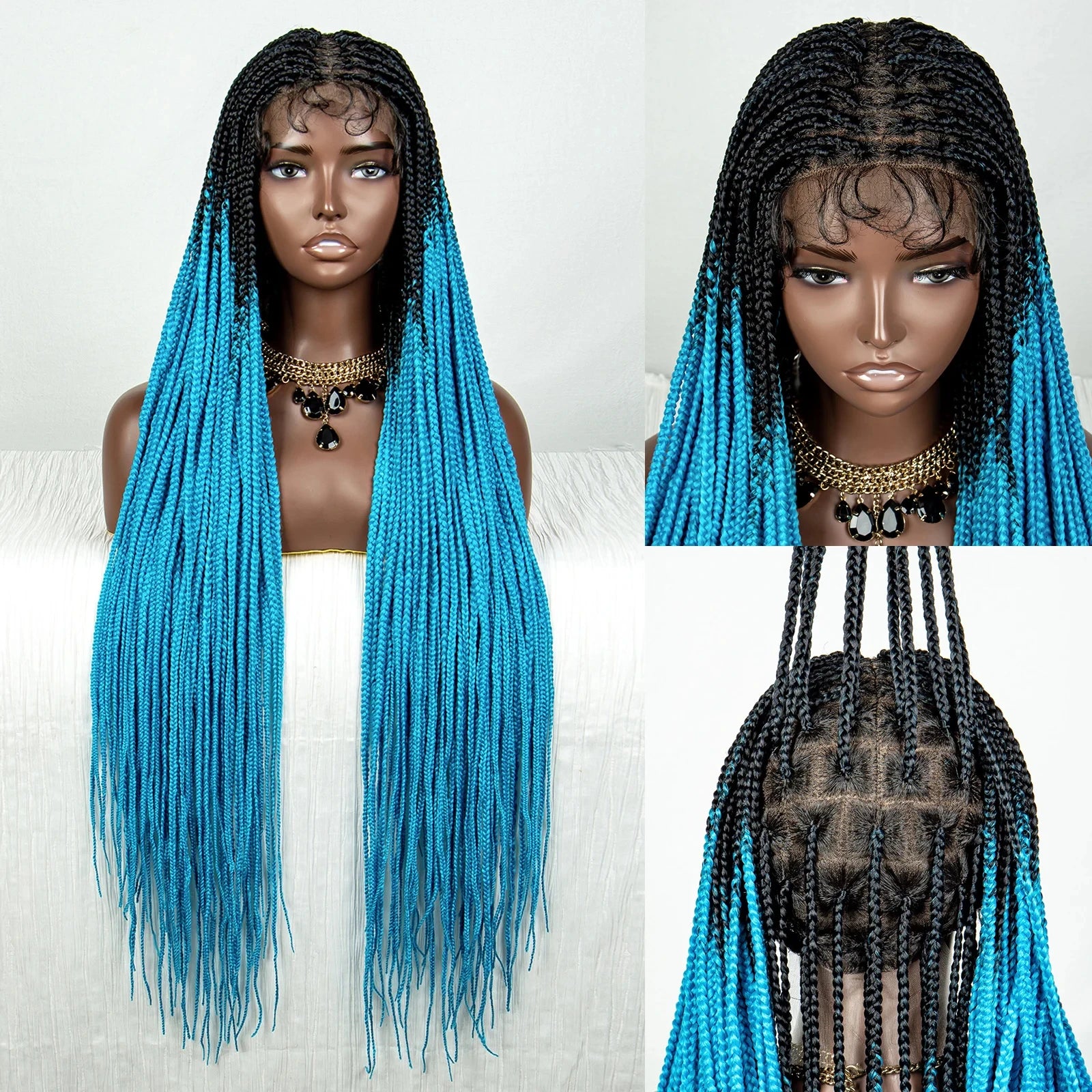 Straight Orange Knotless Box Braids Wig | HD Full Lace Frontal | Baby Hair Luxegan