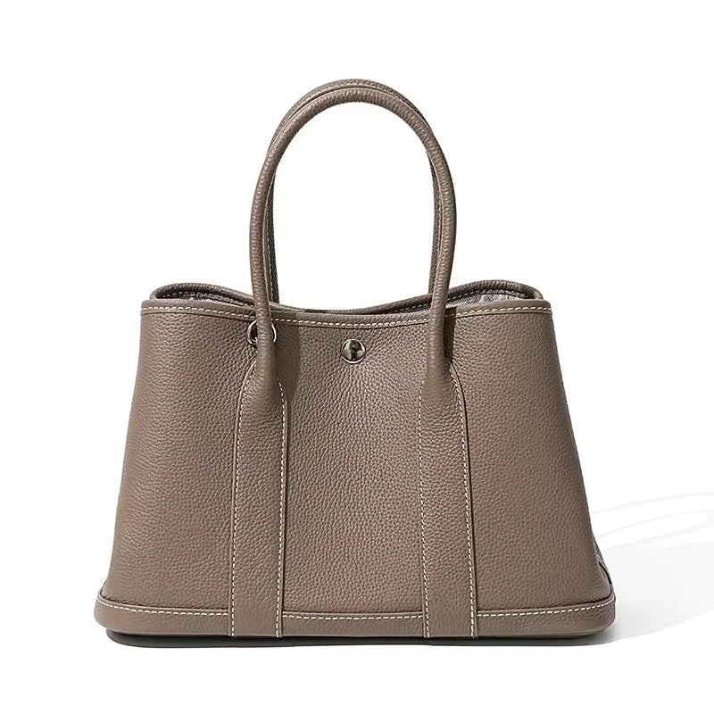 Minimalist Leather "Paper Bag" Organizer | Sophisticated High-End Portable Makeup Handbag | Elegant Solid Color Leather Tote for Women | Versatile Birthday & Anniversary Gift Crossbody Bag Luxegan
