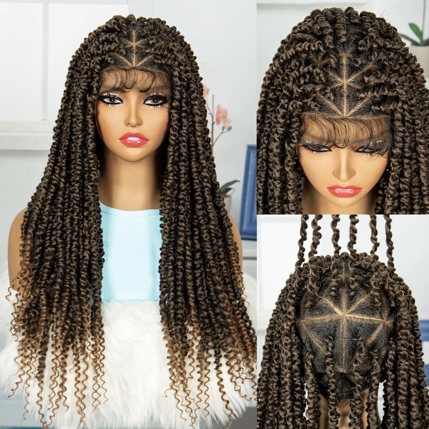 Burgundy Knotless Twist Dreadlocks Lace Front Wig | Crochet Braids | Full Lace | Black Women