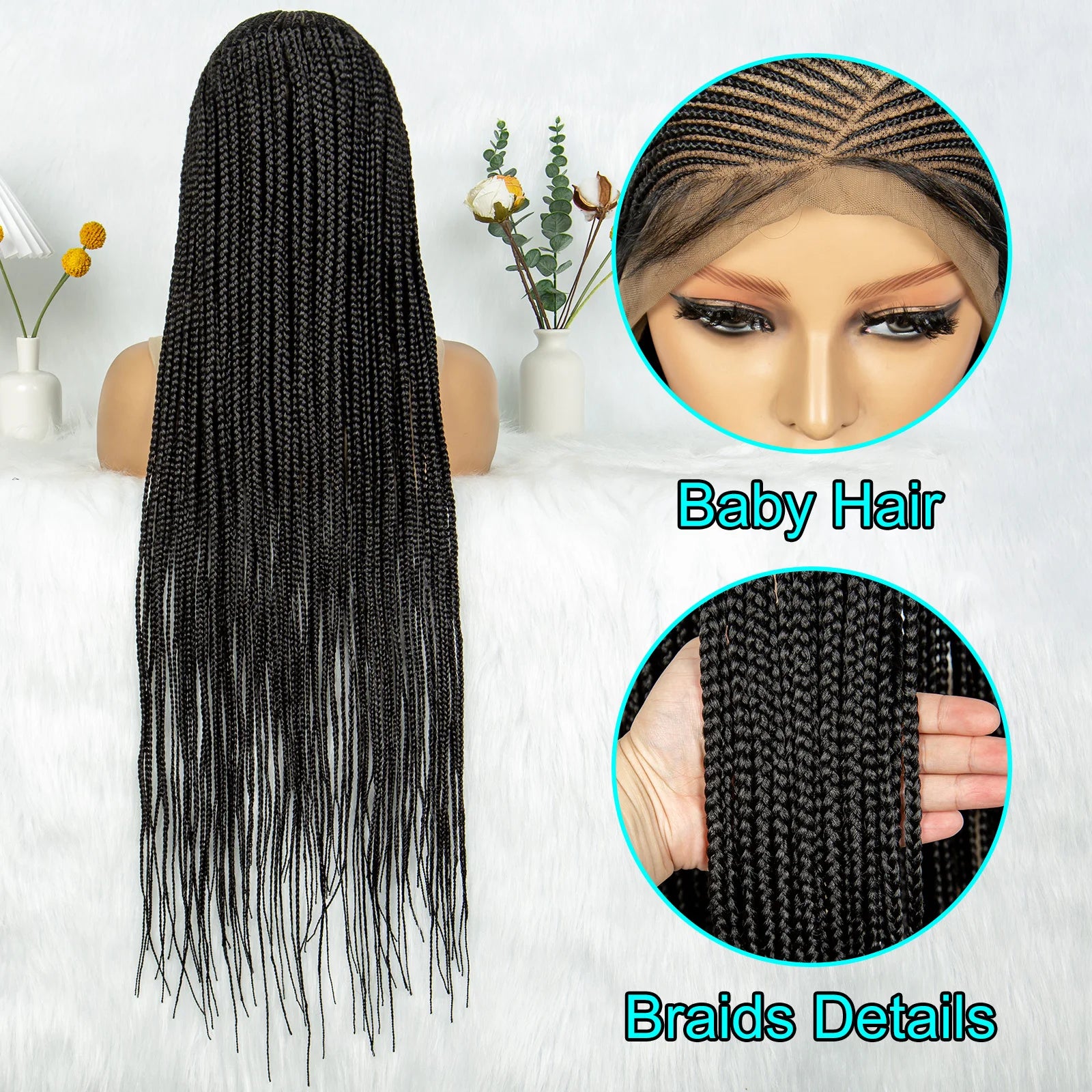 Fulani Cornrow Box Braids Wig | Full Lace Front | Baby Hair | KIMA Synthetic Luxegan