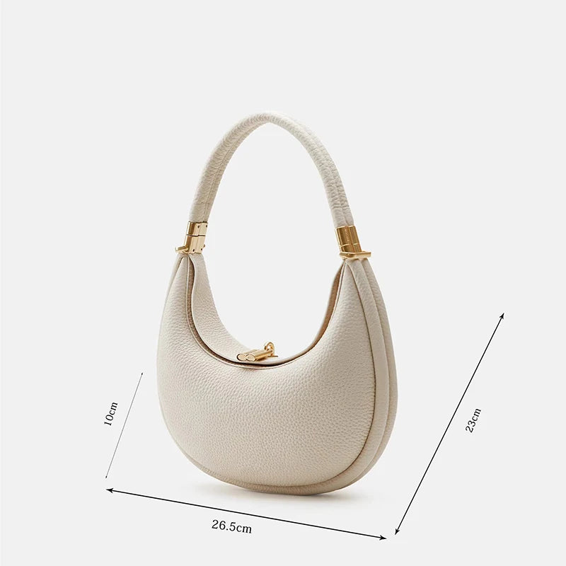 High-end Moon Bag | Light Luxury Leather Versatile Handbag & Messenger Bag Luxegan