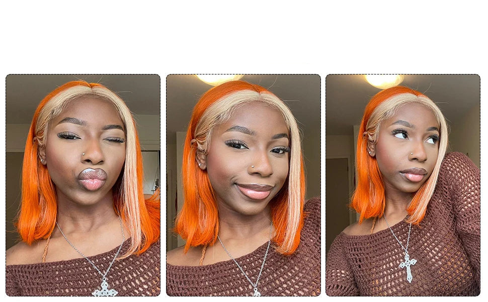 Ginger Short Bob Wig | Straight Human Hair T-Part Lace Front Luxegan