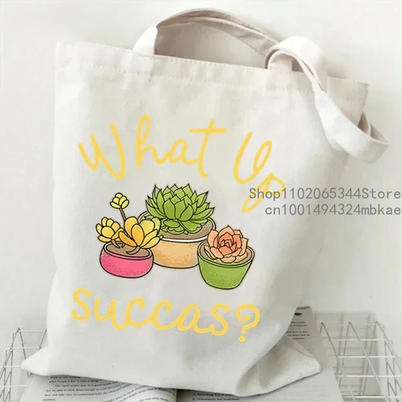 Soft Canvas Floral Cartoon Tote | Unisex Garden Print Shoulder Bag Luxegan