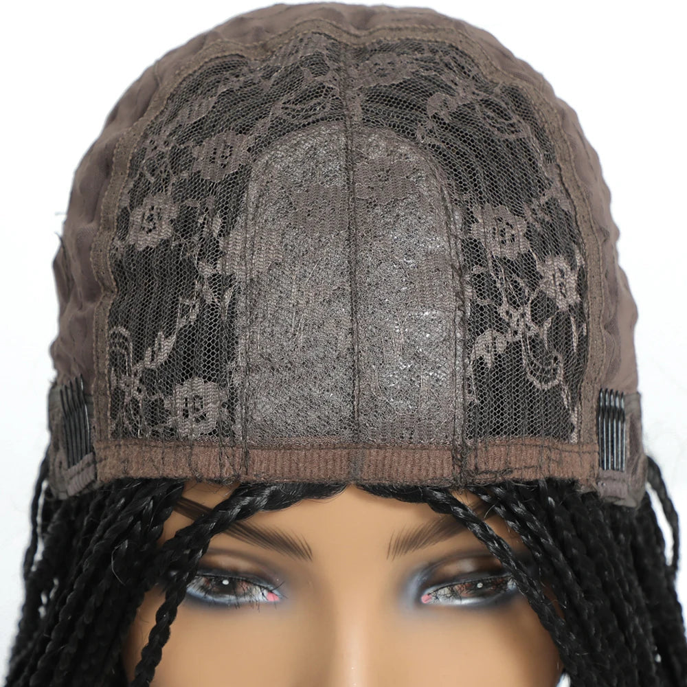 26" Ombre Box Braids Wig | Knotless | Crochet | 1B, 27, 30, Gray | Handmade Luxegan