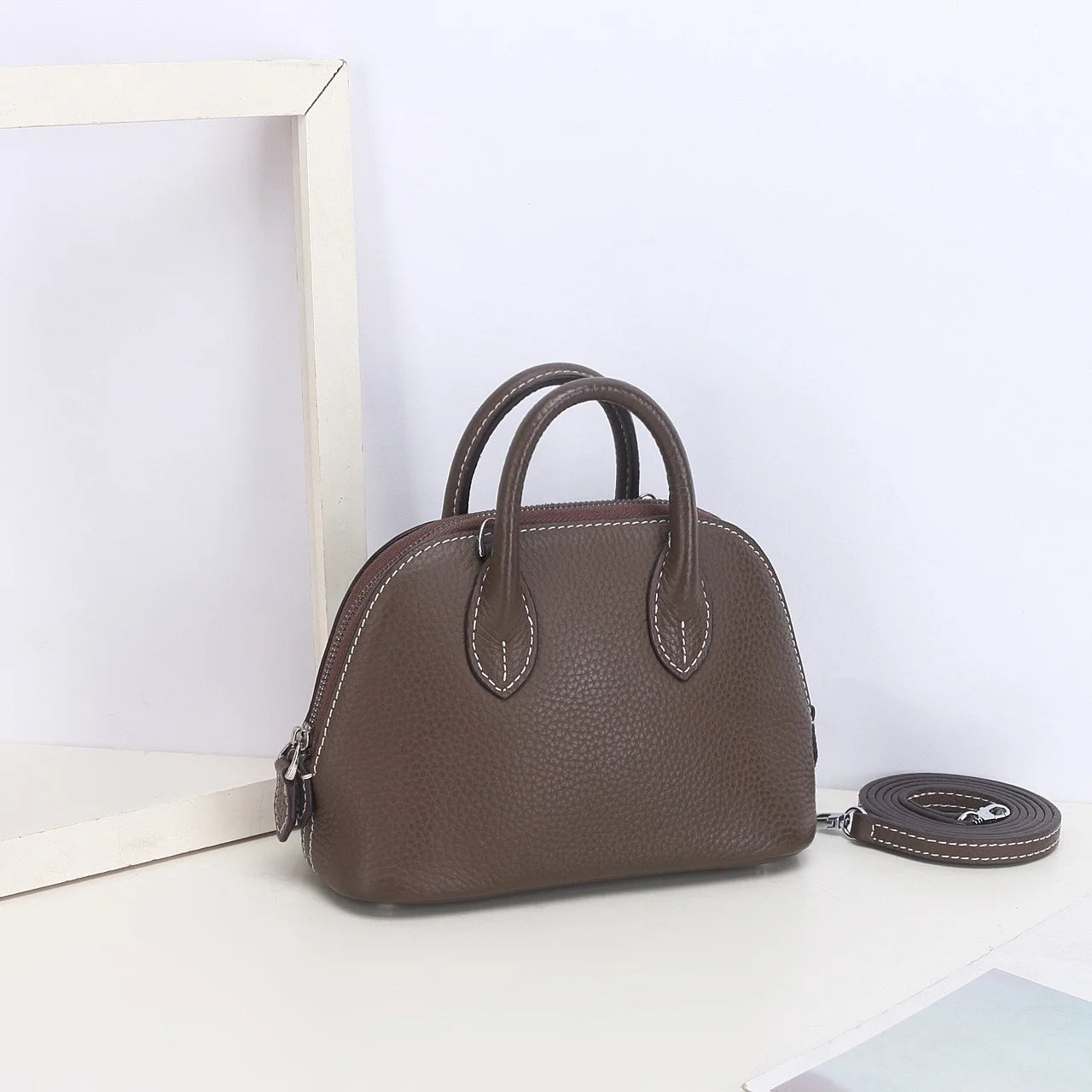 Shell Bag Women's Messenger Bag | Cow Leather Simple Shoulder Bag & Fashion Ladies Classic Handbag (Small Mobile Phone Crossbody Bag) Luxegan