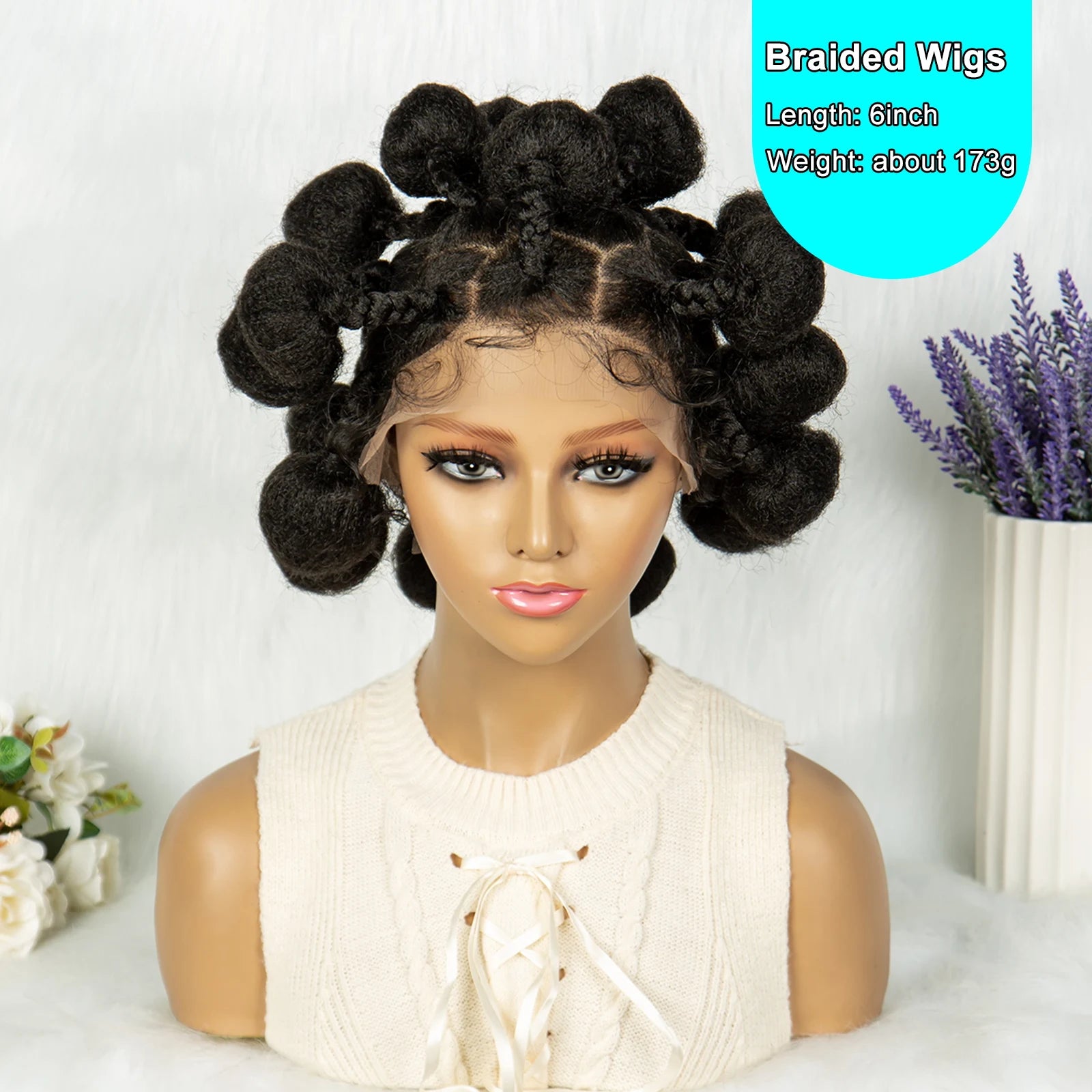 KIMA Bantu Knotless Braids Bun Wig | Full Lace with Baby Hair Luxegan