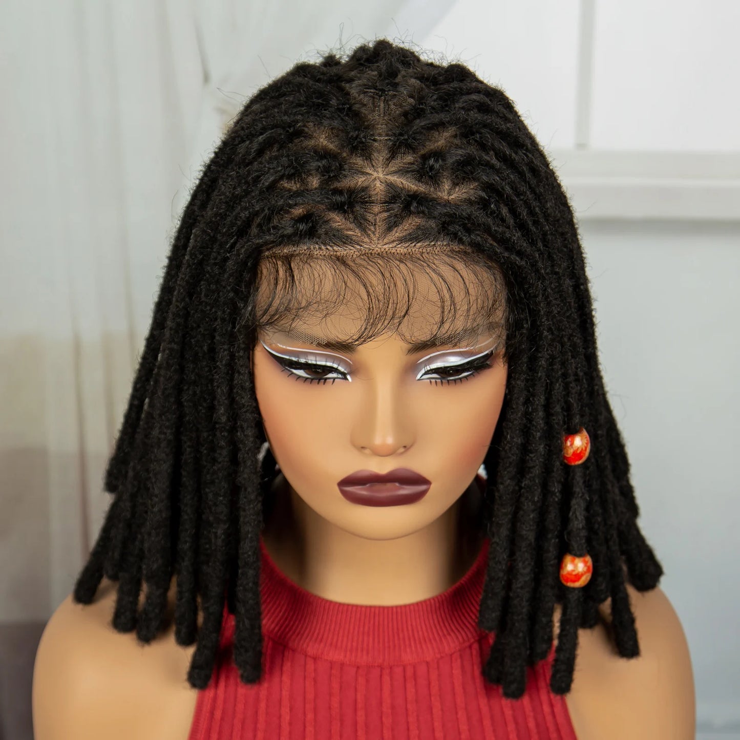 Orange Knotless Faux Locs Braided Wig | Full Lace | Baby Hair Luxegan