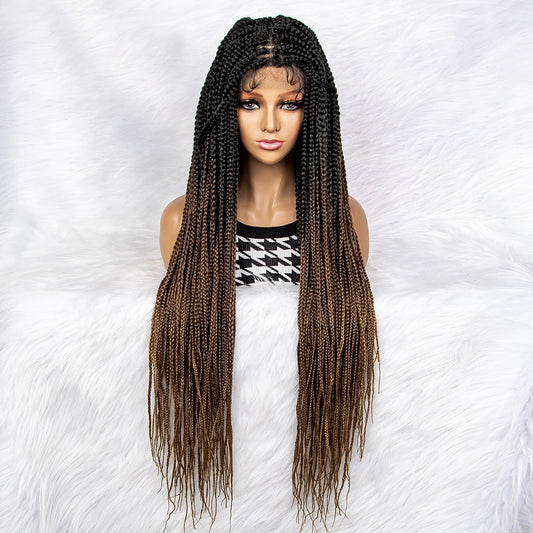 New HD Curly Goddess Box Braids Wig | Transparent Full Lace Luxegan