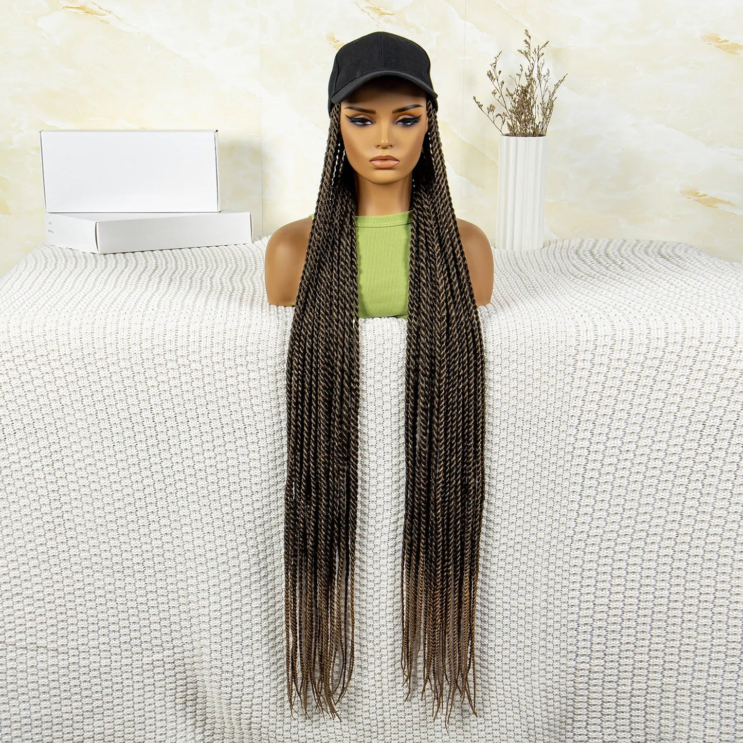 Synthetic Long Twists Braids Extension With Adjustable Cap Fashionable Machine Made Crochet Braided Extension Cap Wig For Women Luxegan
