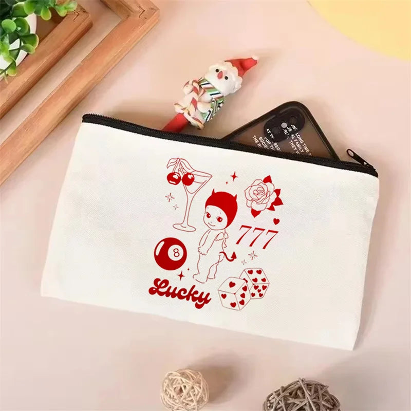 Sonny Angel Kewpie Cherub Canvas Tote Bag | Lucky Girl Eco-friendly Reusable Shopping & Book Bag (Women's Merch) Luxegan