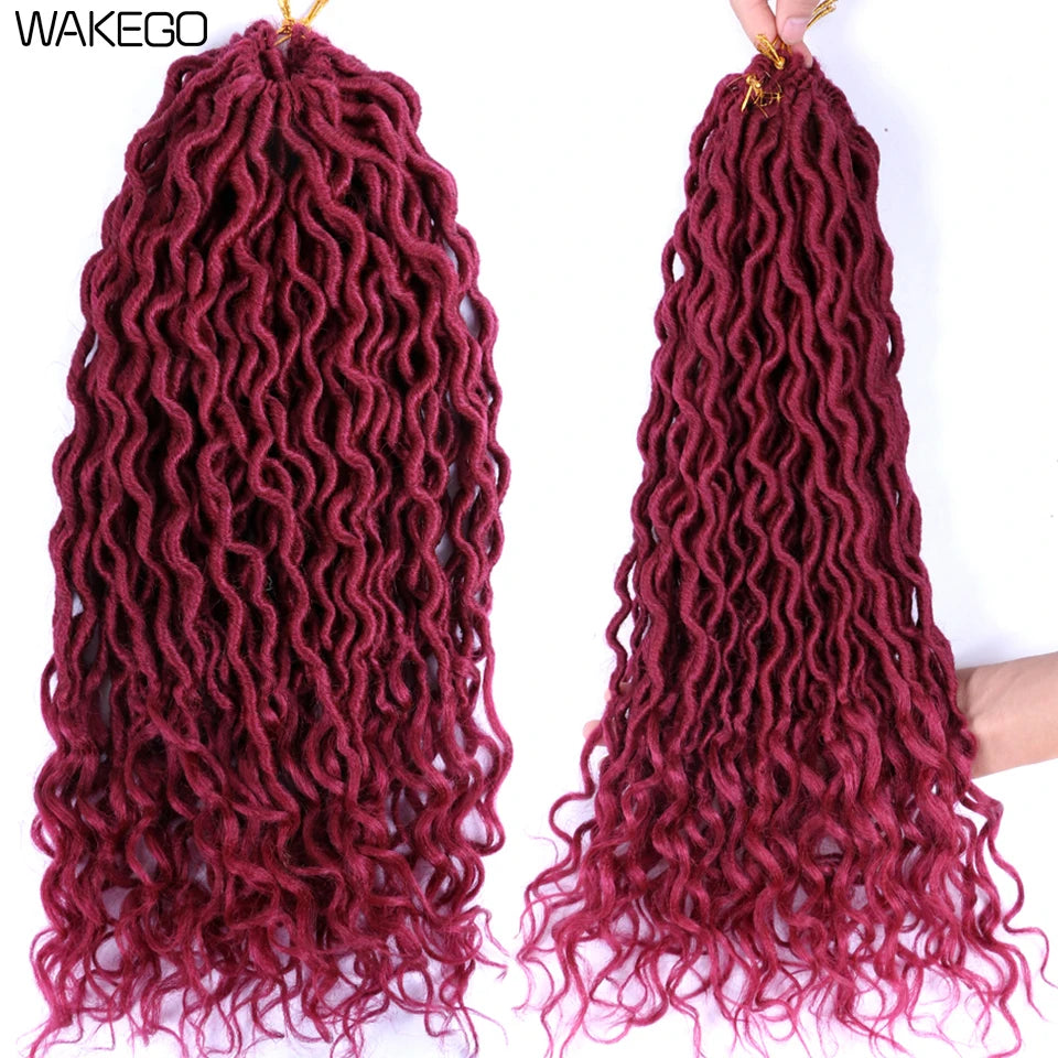 Goddess Faux Locs Crochet Hair | 18" Soft Curly Braids | Ombre Dreadlocks Extensions | 24 Strands/Pack Luxegan