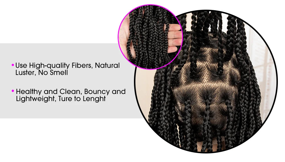 36" HD Full Lace Box Braided Wig | Ginger Color #350 | Lace Frontal Braids | Baby Hair | Synthetic Hair Wig - Luxegan