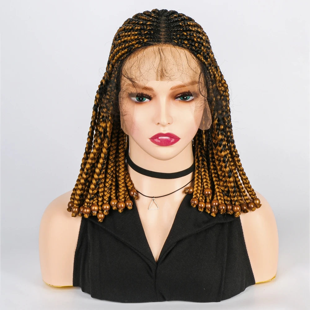 14" Short Braided Bob Wig | Lace Front | Heat Resistant | Black Women Luxegan