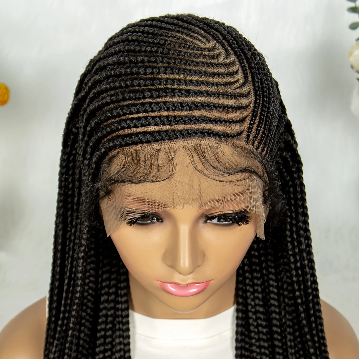 Goddess Bohemian Knotless Braids Wig | Full Lace Front | Cornrow Accents Luxegan