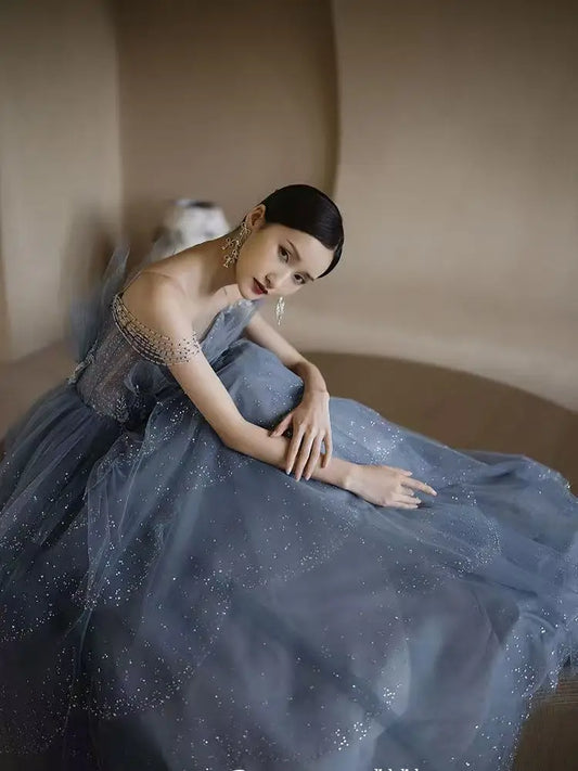 Sweetheart Spaghetti Strap Beaded Appliqué A-Line Floor-Length Tulle Gown | Bespoke Prom Evening - view 2