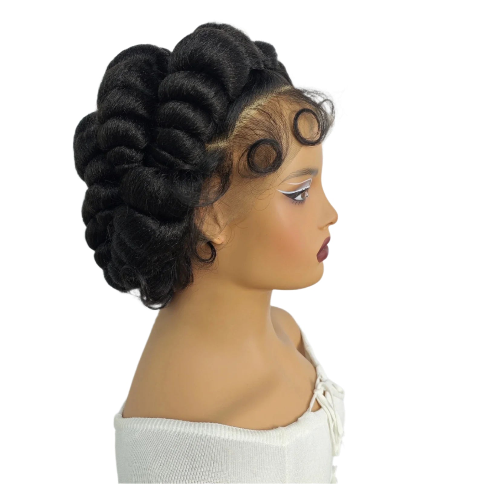 Ginger Orange Bantu Knotless Braids Wig | Short Cute Handmade | Full Lace Luxegan