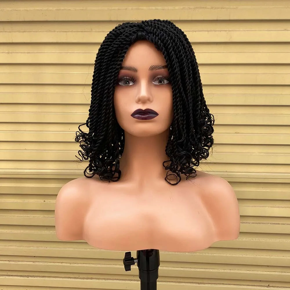Ombre Red Box Braided Bob Wig | Short Crochet Braids | Kinky Twist Style | Heat Resistant Synthetic Hair | African Braiding Wig