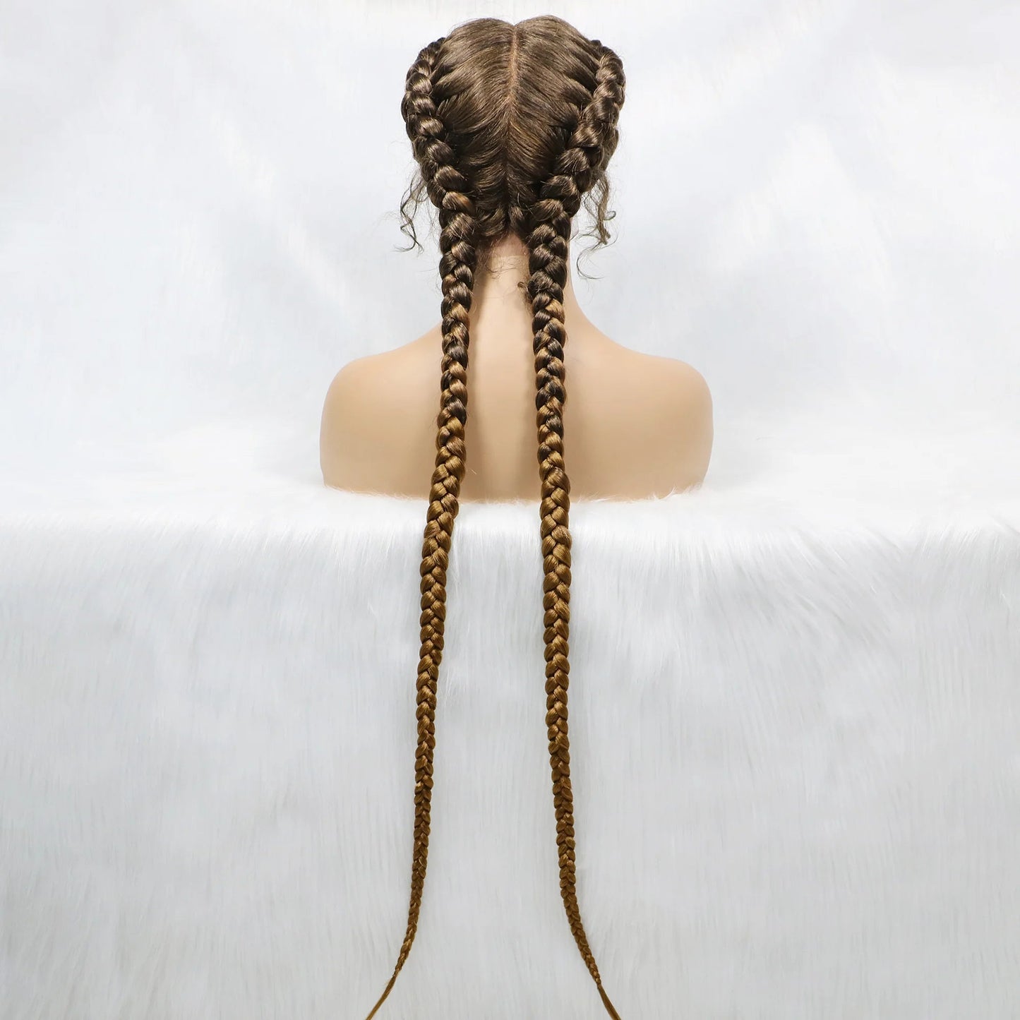 Handmade Double Dutch Cornrow Braided Wig | Natural Black Lace Front | Baby Hair | Kanekalon Synthetic Wig for Women Luxegan