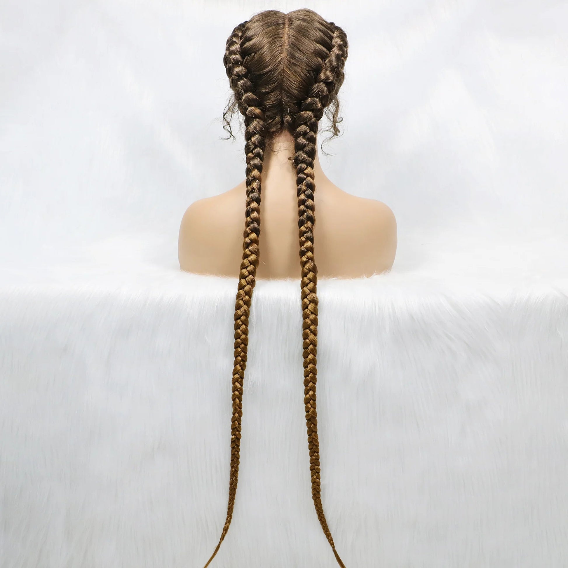 Handmade Double Dutch Cornrow Braided Wig | Natural Black Lace Front | Baby Hair | Kanekalon Synthetic Wig for Women Luxegan