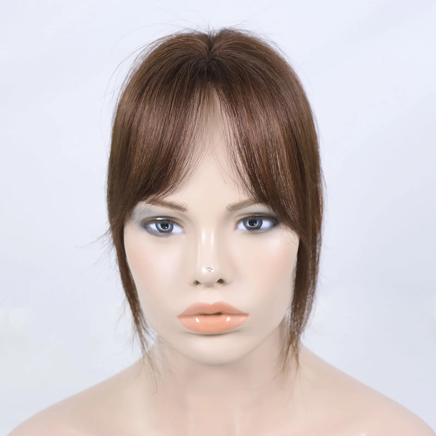 Wispy Clip In Bangs | Human Hair Fringe | Black & Brown Blunt Bangs Luxegan