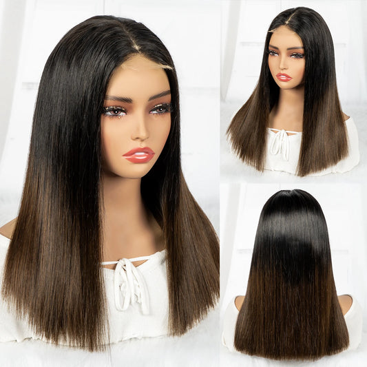 300% Density 1BT4 Brown Bone Straight Wig | 2x6 Real HD Lace Burmese Virgin Human Hair (Double Drawn) Luxegan