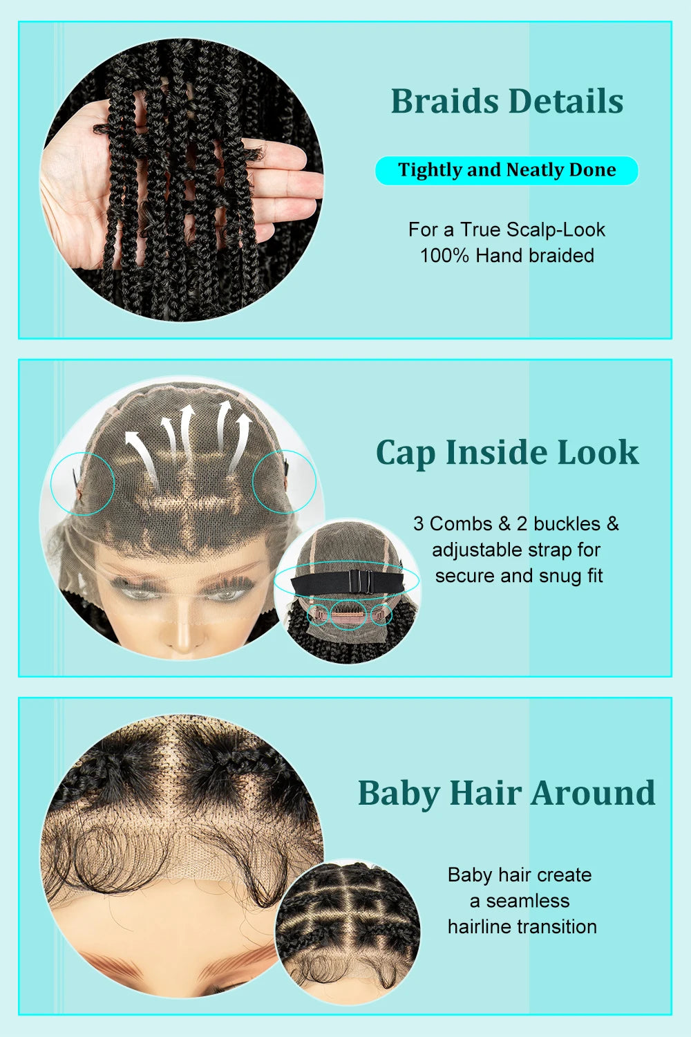 Kima Butterfly Crochet Box Braided Wigs Synthetic Cornrow Full Lace Wig Dreadlocks Wig Crochet For Black Women