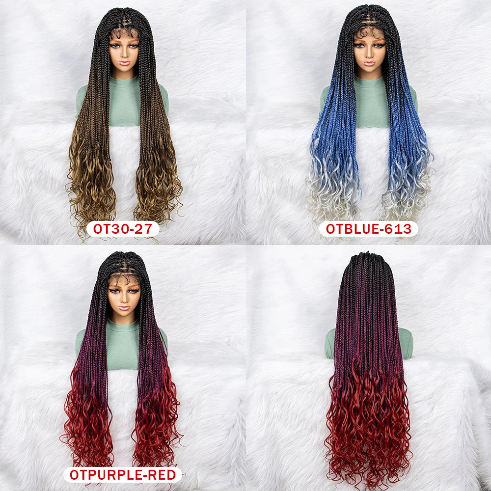 Gradient Water Wave Knotless Box Braids Wig | 9x6 Lace Front | Baby Hair Luxegan