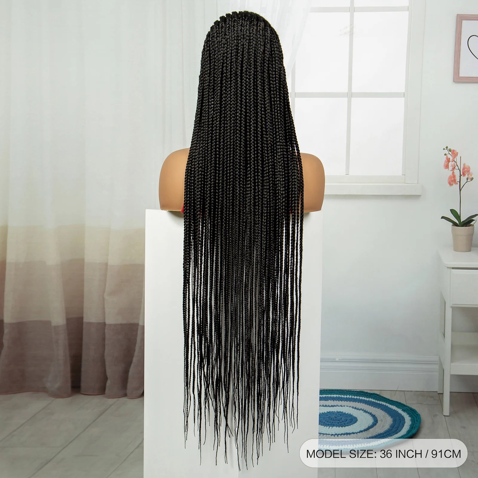 36" Cornrow Braided Full Lace Wig | Knotless Braids | Natural Looking Synthetic Braided Wig with Baby Hair for Black Women Luxegan
