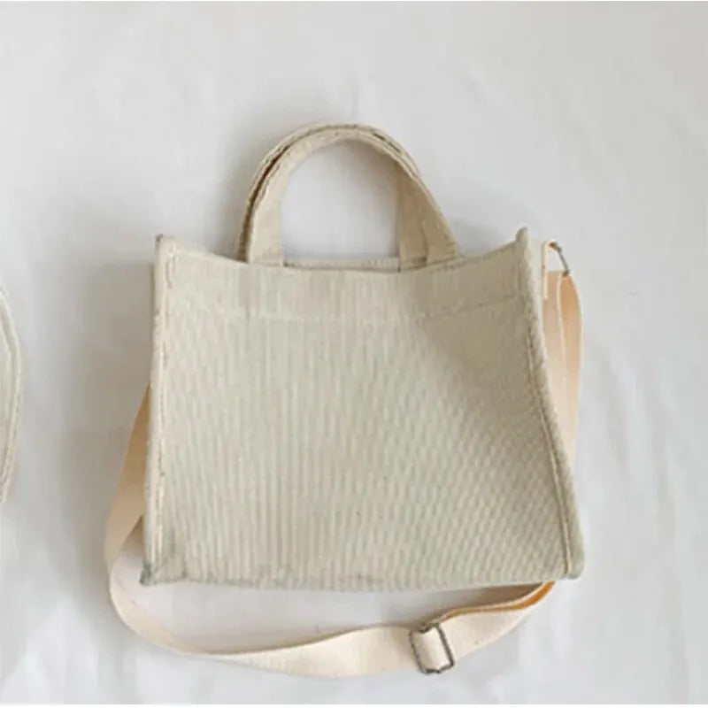 Velvet/Corduroy Casual Tote | Soft Large Capacity Simple Square Handbag Luxegan