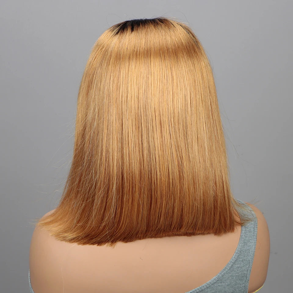 Ombre 1B/99J Burgundy & 1B/27 Honey Blonde Straight Bob Wig | HD Transparent Lace Front Human Hair (Glueless) Luxegan