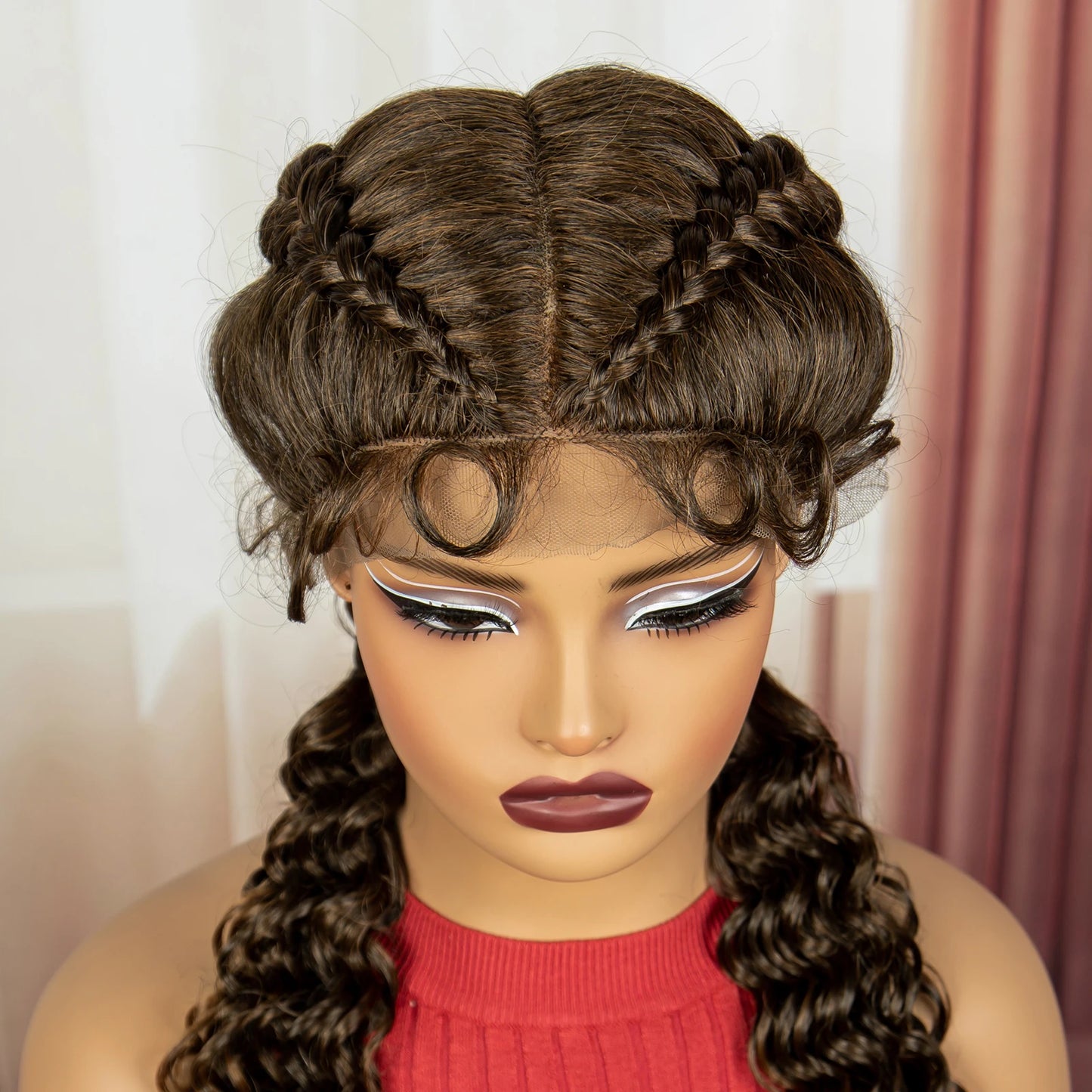 Curly Cornrow Twist Braids Wig | 13x1 T Part Lace | Water Wave | Black Women Luxegan