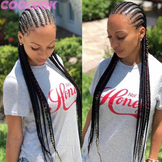 36" Blonde Goddess Braids Wig | Jumbo Plaits | Full Lace Front | Knotless | Handmade Luxegan